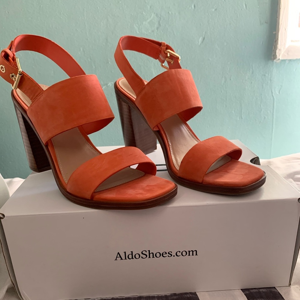 Aldo women’s block 3inch  heel, coral, 8 1/2